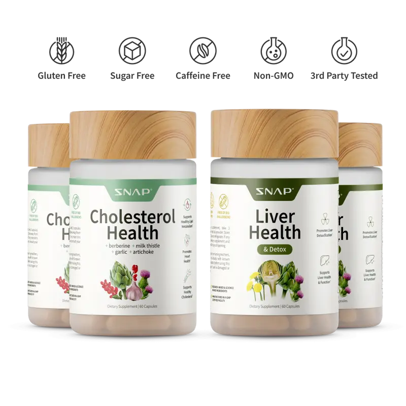 2x Cholesterol Health + Liver Health - Snap Supplements - Natural Liver Cleanse Detox and Repair - Support Healthy Cholesterol Levels & Natural Heart Health