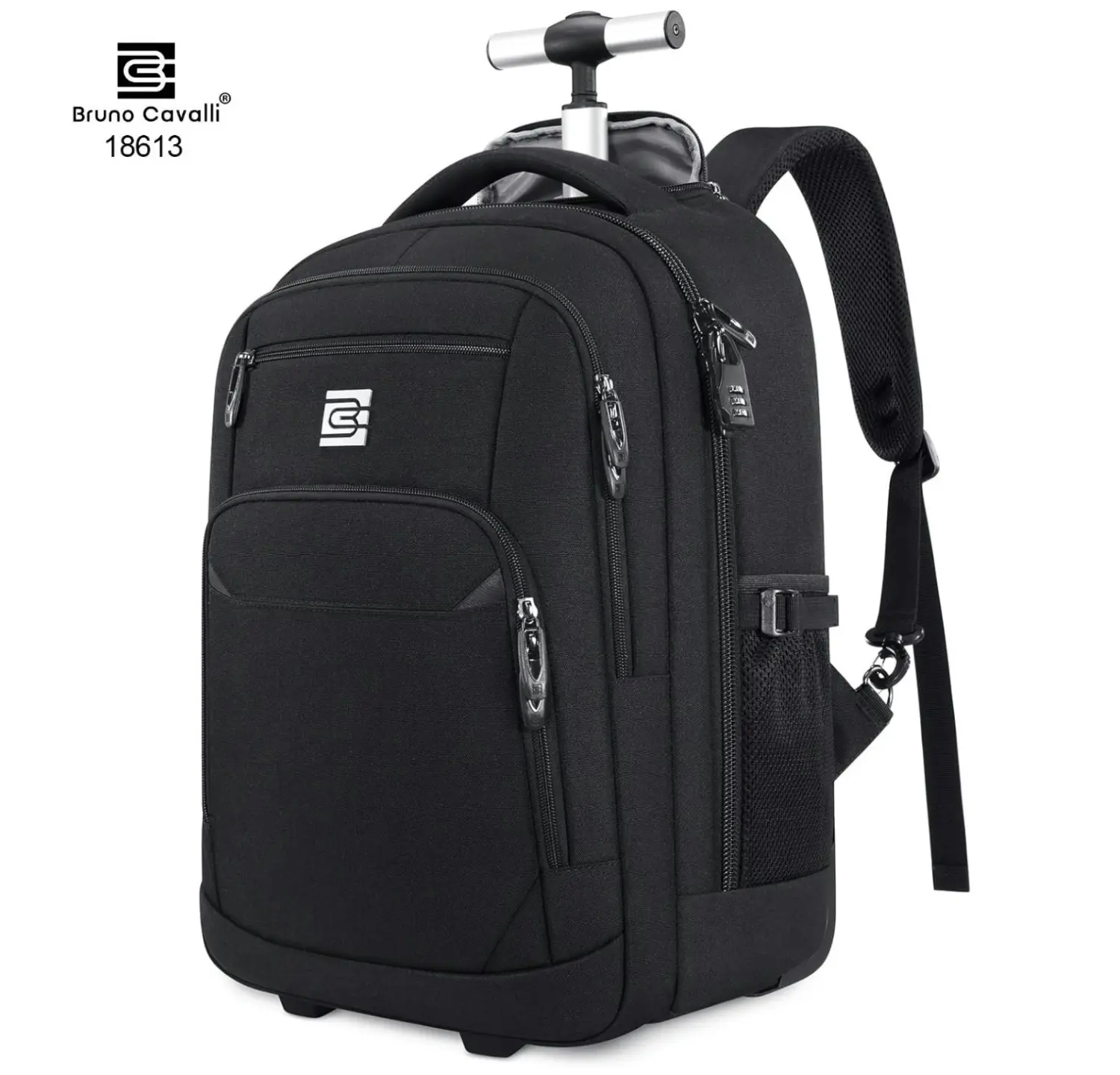 Bruno Cavalli Rolling Backpack #18613, Wheeled Laptop Backpack, Carry on Underseat Bag with Wheels, Waterproof Luggage for Men Women, 15.6" Laptop Pocket, Adjustable Straps, Back To School, Travel Essentials #Summervibes,summerwins
