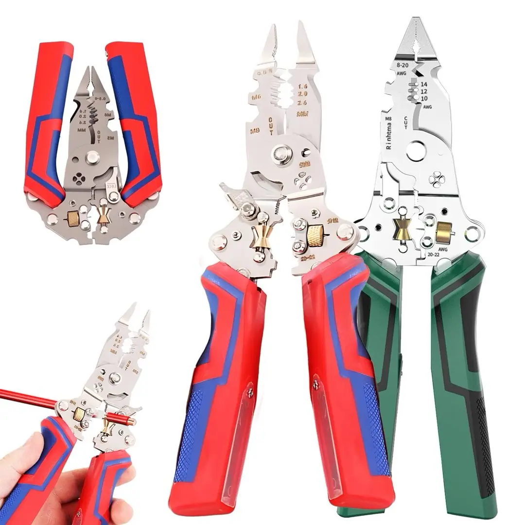 2026 Upgraded 14-in-1 Rechargeable Wire Stripping Pliers, 12-250V Voltage Tester, Heavy-Duty Electrical Pliers & Wire Cutters for Home & Professional Use