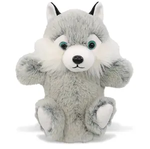 DOLLIBU Super Soft Polyester Plush Hand Puppet - Realistic Husky Design, Movable Parts, Suitable for Ages 0+
