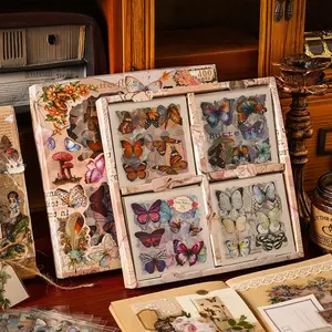 600PCS Vintage Butterfly Stickers Kit, Transparent Waterproof Stickers for Scrapbooking, Aesthetic Junk Journals & DIY Craft Supplies