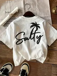 Women's Premium Casual Summer T-Shirt, Fitted Short Sleeve Top with Letter, Coconut Tree and Graphic Print, Soft Breathable Fabric Perfect as Gift