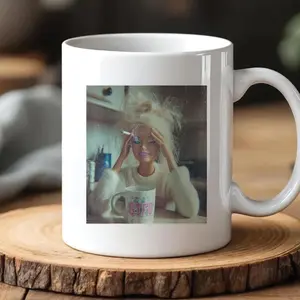 Funny Doll Face Mug, Disgusted Doll Face Meme Coffee Cup, Sarcastic Reaction Gift, Weird Humor Tea Cup, Unhinged Meme Mug