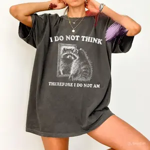 Comfort Colors Philosophical Raccoon T-Shirt, I Do Not Think Therefore I Do Not Am, Funny Existential Graphic Tee, Animal Humor Gift, Unisex