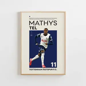 Mathys Tel Poster, Tottenham Hotspur Poster, Mathys Tel Print Art, Gift Poster, French Footballer #1905