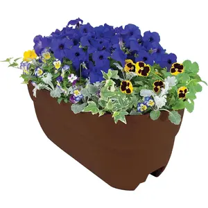 Bloomers Railing Planter with Drainage Holes – 24" Resin Planter – Brown,
