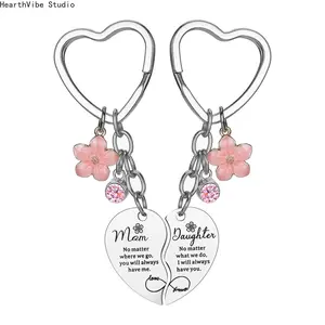 Mother's Day Heart-Shaped Keychain Pendant — Stainless Steel Split-Heart Couple's Necklace Gift