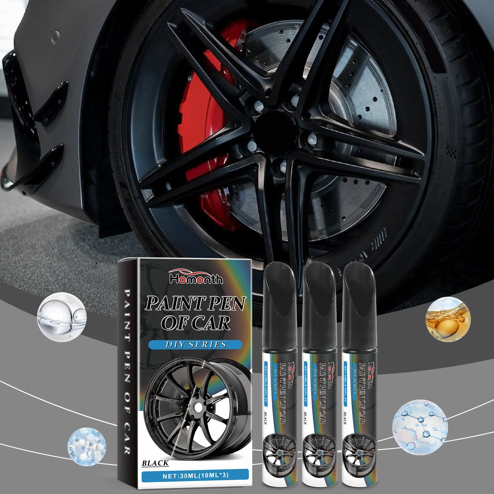 Black Wheel Scratch Repair Pen – Fix Scuffs, Scratches & Paint Chips on Car Rims| Car Scratch Repair,Scratch Remover for Vehicles,Car Remover Scratch Paint Pen Car Touch Up Paint Fill Paint Pen,Car Accessories Touch-up Pen, Car Tools 30ml(10ml*3)