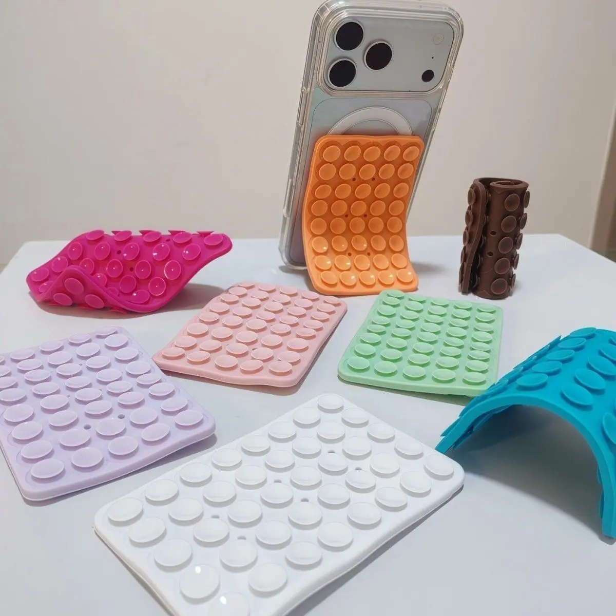 Pink Double-Sided Vacuum Suction Cups, No Residue Anti-Slip Glass Fixing Pads, 40Pcs