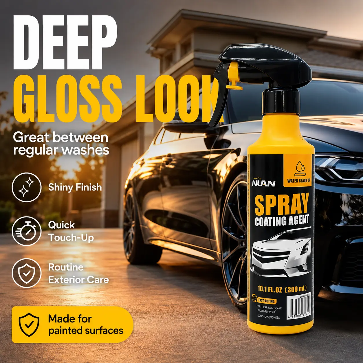 Spray coating agent；NUAN nano car coating sprayNano Car Coating Spray - Fast, durable, hydrophobic, shields paint, prevents fading, perfect for everyday car maintenance.