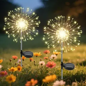 Garden Outdoor Lights, 2 Pack 480 LED Solar Garden Lights Fairy Lights Outdoor Waterproof Decorative Solar Firework Lights for Yard Patio Pathway Flowerbed Party Wedding Decor, White