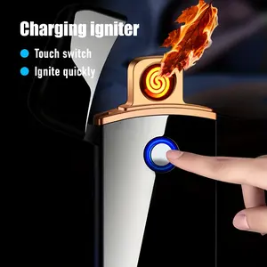 USB-C Rechargeable Lighter, Touch Switch, Flameless And Silent Design, A Special Father's Day Gift For Dad, Husband, Or Boyfriend, With A Durable Metallic Finish, Suitable For Camping.