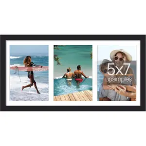 8x16 collage picture frame display pictures 3 5x7 with mat or 8x16 without mat wall hanging 3 5x7 picture frame collage wall decor black 1 pack