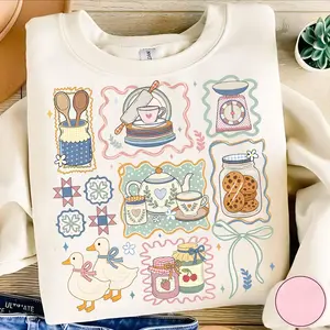 Vintage Thrifted Geese T-Shirt, Grandma Core Design, 90s Inspired Granny Sweater, Thrifted Decor T-Shirt, Coquette Cottagecore Oval Goose