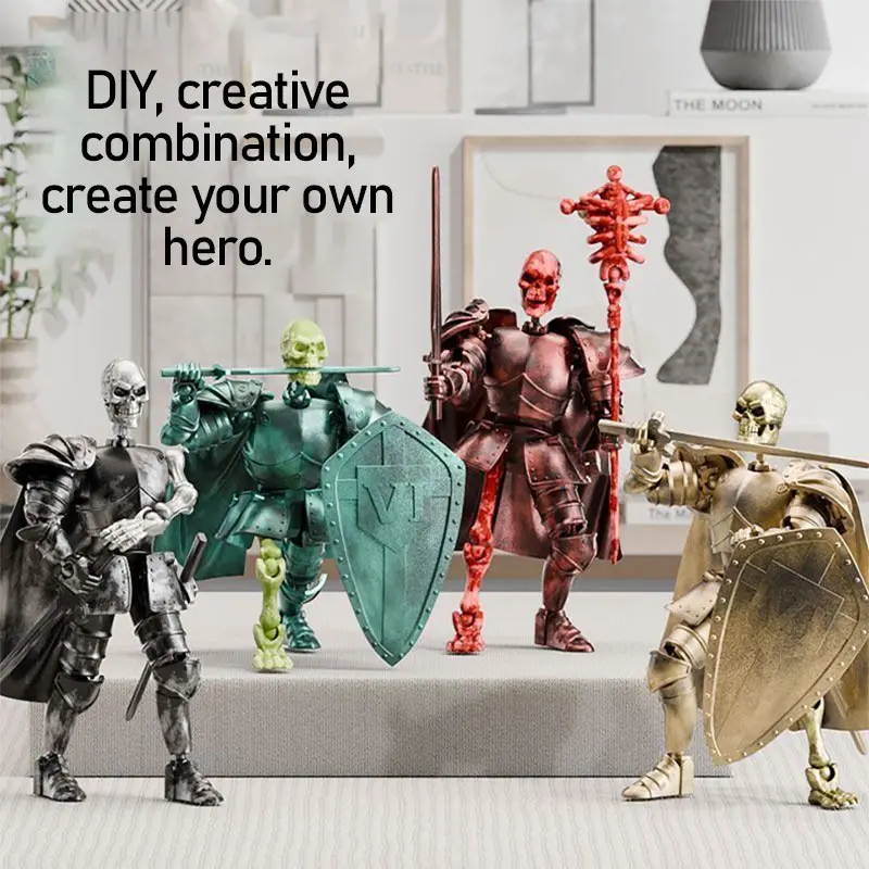Medieval Skeleton Knight Doll, Armor Doll, Multi-Jointed Moveable, Articulated Figures, DIY Creative Combination Toy, Stress Relief, Boys' Play, Decoration, Gift, Articulated Figurines