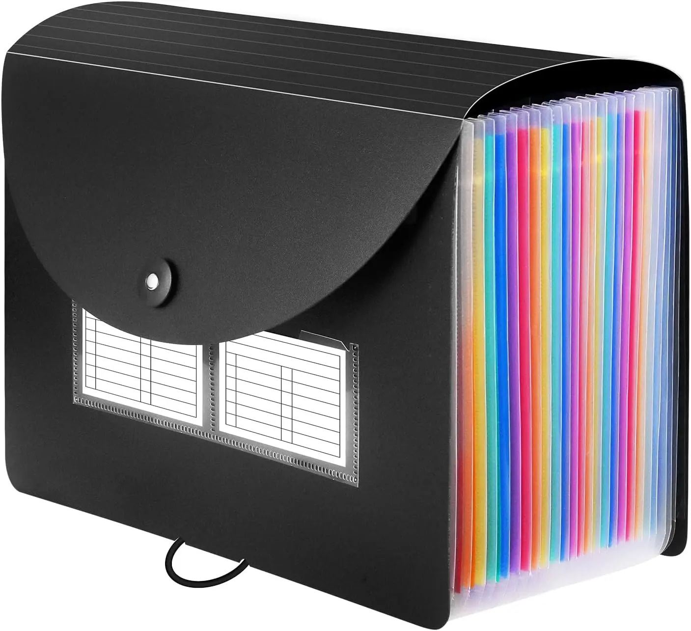 Sooez 24-Pocket Expanding File Folder, Letter and A4 Accordion Document Organizer, Black