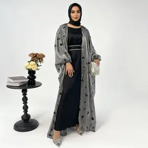 CL44 Organza Rose flower shiny abaya set, butterfly abaya with inner dress and crystal embellished belt,suitable for any occasions,Formal Chic【Fashionweek】 Modest Women