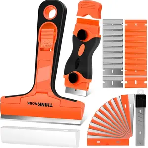 【FathersDayGift】 THINKWORK Razor Blade Scraper, 2 Pack Razor Scraper with 40Pcs Razor Blades for Removing Decals, Tint, Plastic Stainless Aluminum Alloy