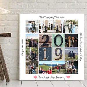 1st Anniversary Photo Collage Canvas Wall Decor Wedding Print