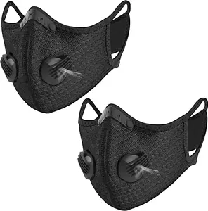 2-Pack Cycling Riding Reusable Dust Face Mask with Breathing Valve PM2.5 Carbon Filter for Men & Women All Seasons Protection Durable Unisex Design