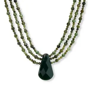 Mine Finds by Jay King Nephrite Jade 3-Strand Sterling Silver 18" Necklace