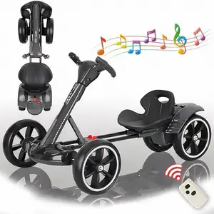 Go Kart Electric Karting with Length Adjustable Seat, Ride on Toy with Music, Horn,Max Load 66lbs Crazy Cart for Kids 3-12 Years Old