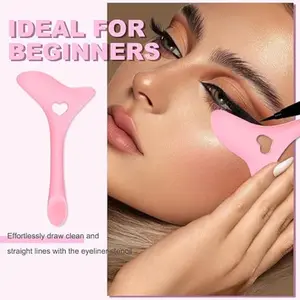 4Pcs Eyeliner Stencils, Silicone Winged Tip, Multifunctional Mascara Shield for Eyeshadow and Eyelashes, Professional (Pink)
