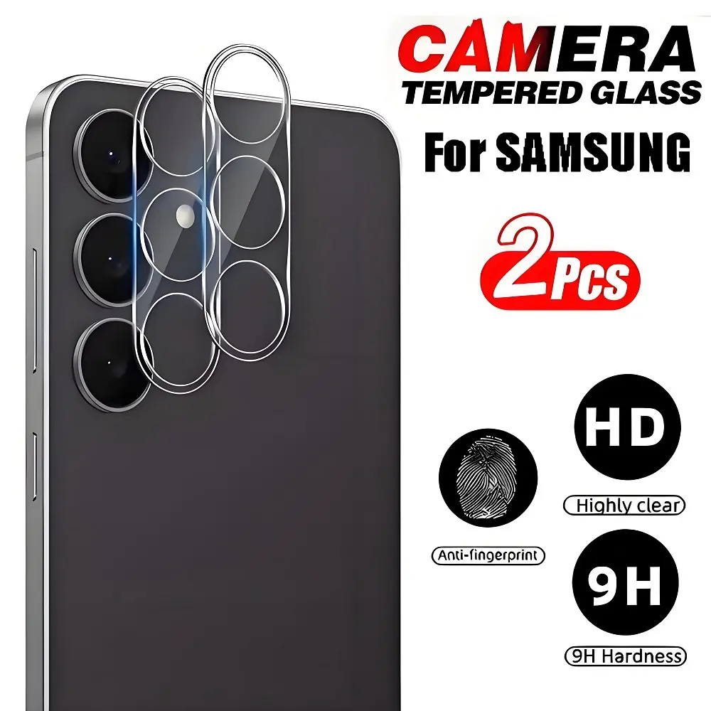 2-Pack Cellphone Lens Glass Protector Film 9h Protective Tempered Glass for Samsung Galaxy S25 Fe A17 A37 A57 A07 A56 A36 A26 A16 A35 A55 S21fe S24 Fe Rear Camera Accessories Protection