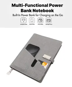 Gift for Business & Travel & Study Phone Charging PU Leather Notebook,Multi-Functional Power Band Notebook,Built-in Power Band for Charging on the Go