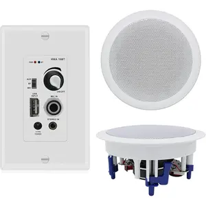 5.25''  Audio Package Wall Mount  Amplifier Receiver System with 300W in Ceiling Wall Passive Speakers  for  Theater Office Bathroom Kitchen Living Room (A Pair)