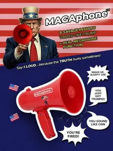 Smart Products Portable Megaphone Bullhorn Voice Amplifier | Novelty Parody Item Handheld Mini Megaphone with 8 Sound Clips, Trigger Button Speaker, 80–90 dB Loud Output, Battery Powered, Wrist Strap