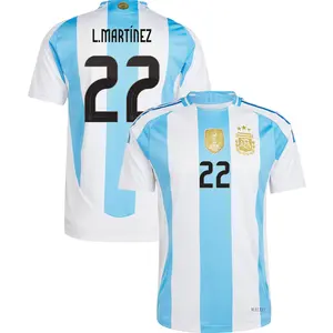 White And Blue Argentina Home Lautaro Martinez Jersey 2024-2025, Argentina White And Blue Lautaro Martinez Home Short Sleeve Soccer Shirt