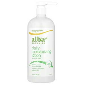 Alba Botanica Daily Moisturizing Lotion, Sensitive Skin, Fragrance Free, 32 fl oz (946 ml)