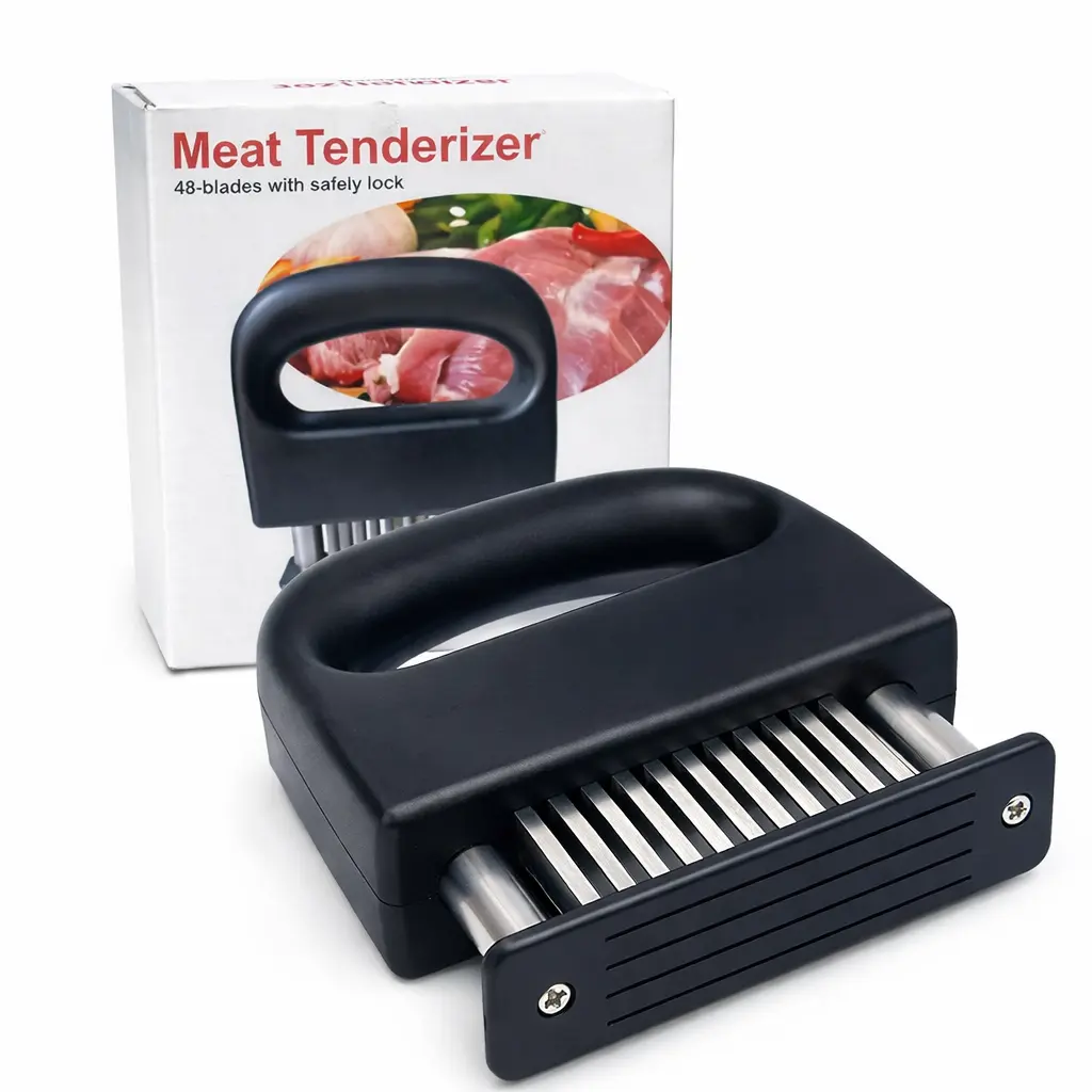 Meat Tenderizer Tools with 48 Stainless Steel Blades Cooking for Your Kitchen Ultra Sharp Needle Blades Heavy Duty Cooking machine, Detachable Kitchen Cooking Tool, perfect for, pork chops, chicken, and barbecue, a steak tenderizing tool‌