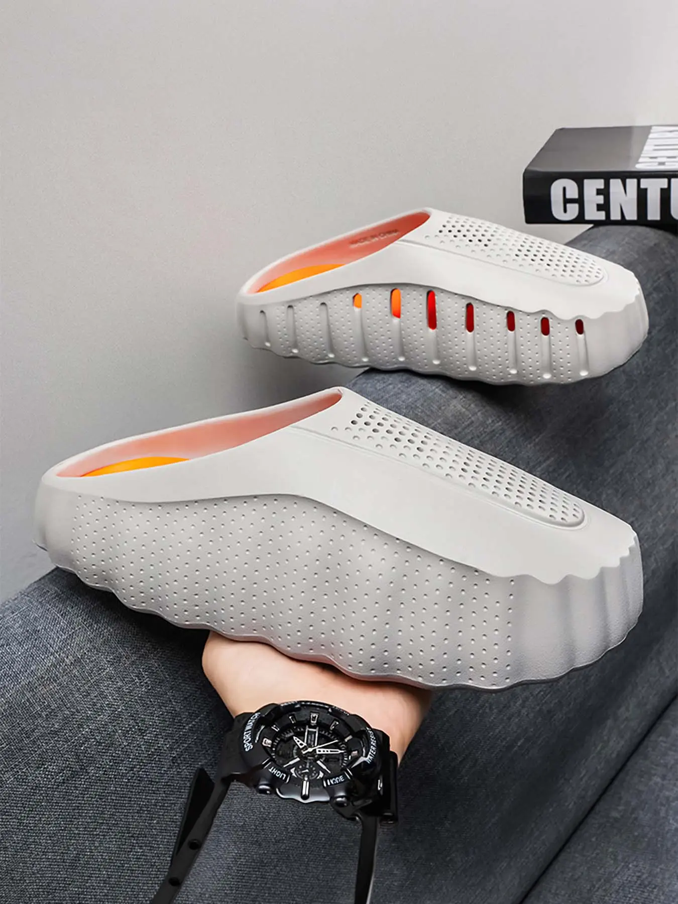 Men's EVA Thick-Sole Non-Slip Slip-On Slippers, Dual-Use for Outdoor and Beach, Thick Sole Slides