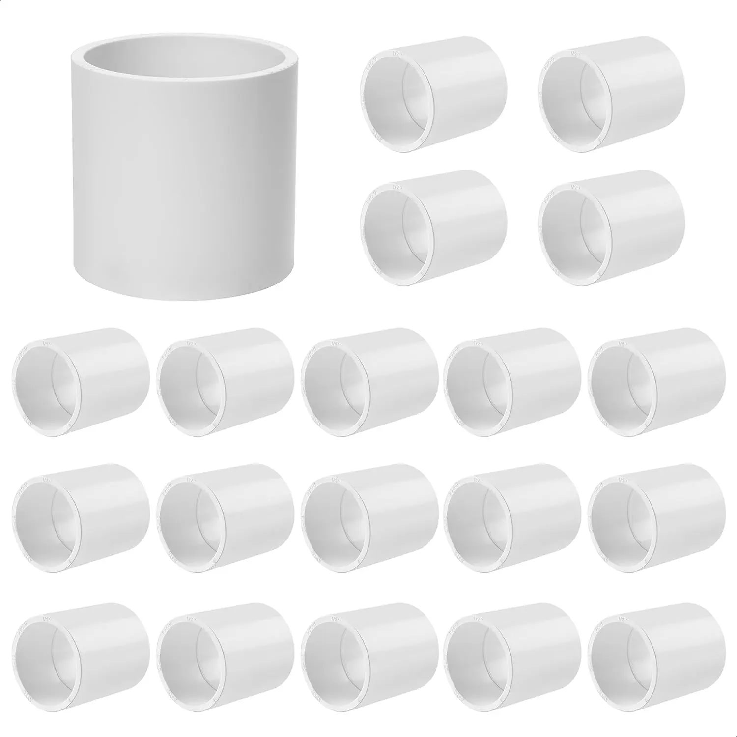 20 Pack 1/2 Inch SCH40 PVC Pipe Coupling Adapter, Heavy Duty UPVC Slip x Slip Connection - ASTM D2466 Standard for Plumbing, Irrigation & Pool Systems