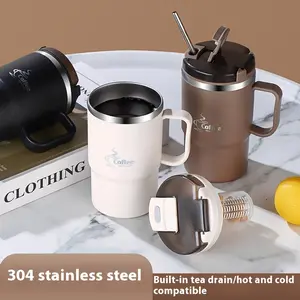 Stainless Steel Insulated Coffee Mug, Thermal Cup, Travel Tumbler with Handle, Leakproof Insulated Tumbler, Tea Infuser and Foldable Spoon - Perfect for Office, Christmas Gift
