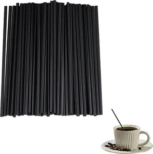 100 count 5.12 Inch Black Disposable Plastic Drinking Straws, Straight  Sip Stir Sticks for Coffee, , Juice, Shakes, Bar, Club, Party Supplies