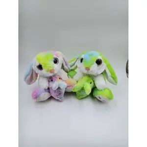 Adorable Colorful Lop Eared Rabbit Plush| Parent-Child Set Big Eye Bunny Doll, Claw Machine Prize, Soft Cuddle Toy for Kids Adults, 🧸🎁