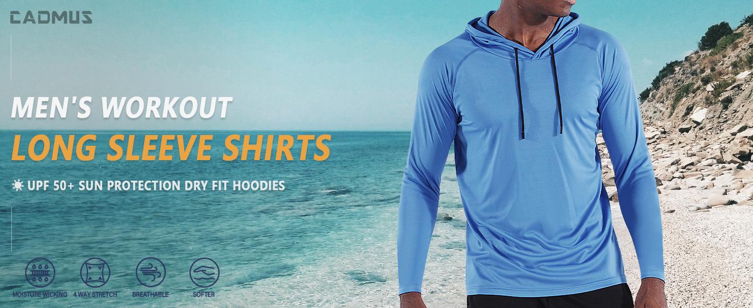 Men's Lightweight Performance Hoodie, Breathable Quick-Dry Workout Hooded Sweatshirt, Active Athletic Pullover for Running, Gym, Training and Outdoor Sports