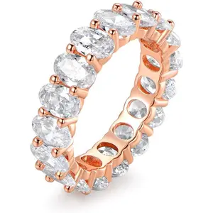18k White Gold/Rose Gold & Gold Plated Eternity Oval Cut Cubic Zirconia Eternity Ring Band