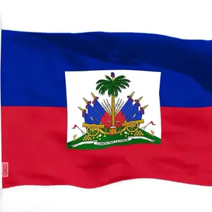 Haiti Flag Drapo Ayiti Authentic National Symbol of Haiti with Palm Tree and Cannon Design