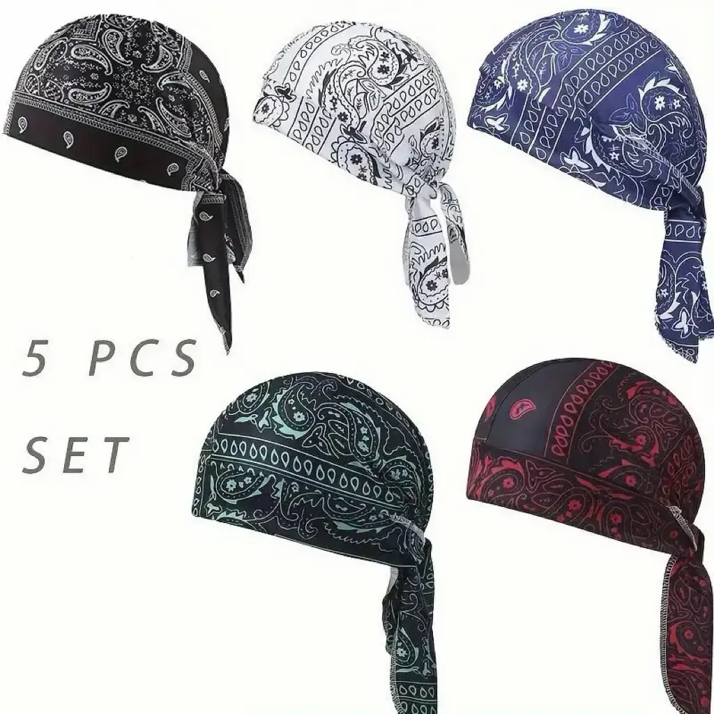 Paisley Cooling Headscarf Cap Set, Motorcycle Pirate Head Wrap Safety Helmet Liner, Elastic Fit Hand Washable Multifunctional Outdoor Headwear for Athletes & Outdoor Enthusiasts summerwins