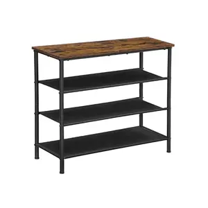 【Deals For You】VASAGLE Shoe Rack, 4-Tier Shoe Storage Organizer for Entryway and Closet, Holds 9-12 Pairs of Shoes, 3 Fabric Shelves, Steel Frame, Industrial