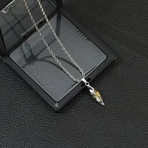 W & J Vintage Wishing Stone Necklace Trendy Men's Personality Neutral Wind Meteorite Color Matching Pendant Cool Men's Hip Hop Sweater Chain