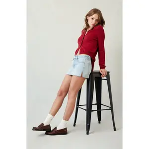 Pacsun Women's Lara Light Indigo Raw Cut Low Rise Denim Mini Skirt - Multicolor