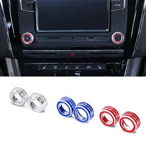 2 Piece Car Interior Decoration Set, Aluminum Alloy Anti-Scratch Volume Knob Ring, Fits Volkswagen Tiguan Golf 7 Beetle Jetta Polo Passat CC