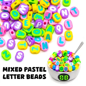 Pastel Alphabet Soup - Random Mix of Pastel Plastic Letter Beads by Weight