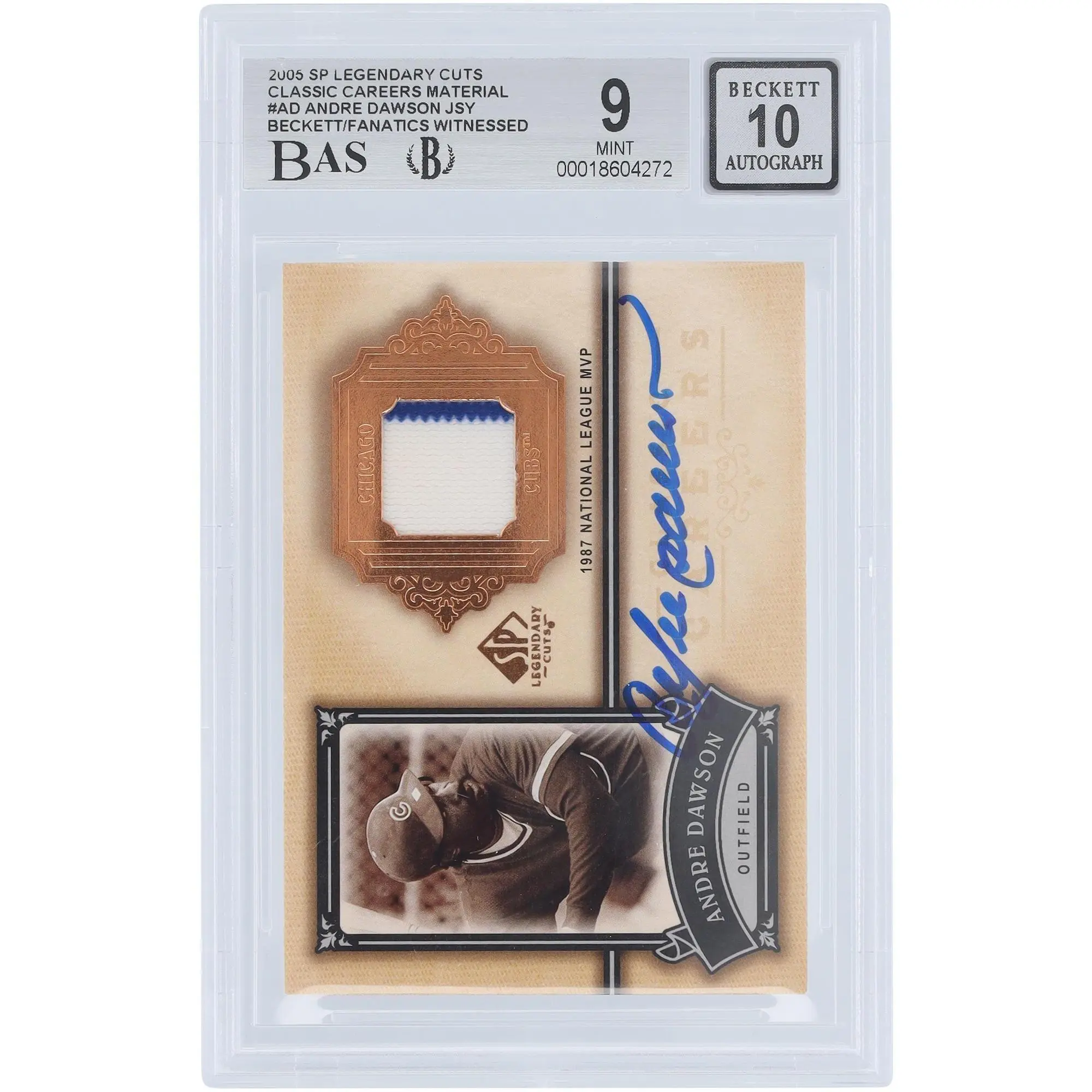 Andre Dawson Chicago Cubs Autographed 2005 Upper Deck SP Legendary Cuts Classic Careers GU Relic #CC-AD Beckett Fanatics Witnessed Authenticated 9/10 Card - Fanatics Authentic Certified