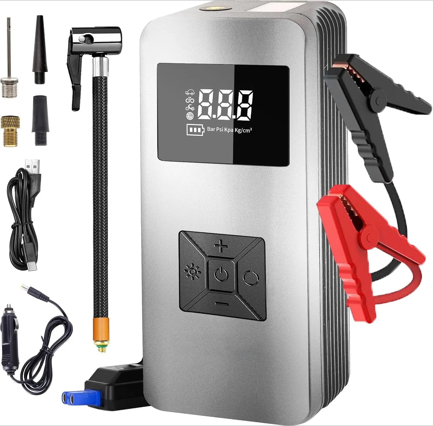 DIBMS Jump Starter with Air Compressor, 12V 8000A Car Automotive Battery Jump Starter (6.0L Gas and 3.0L Diesel), 150PSI Tire Inflator Pump for Car, Motorcycle and Bicycle